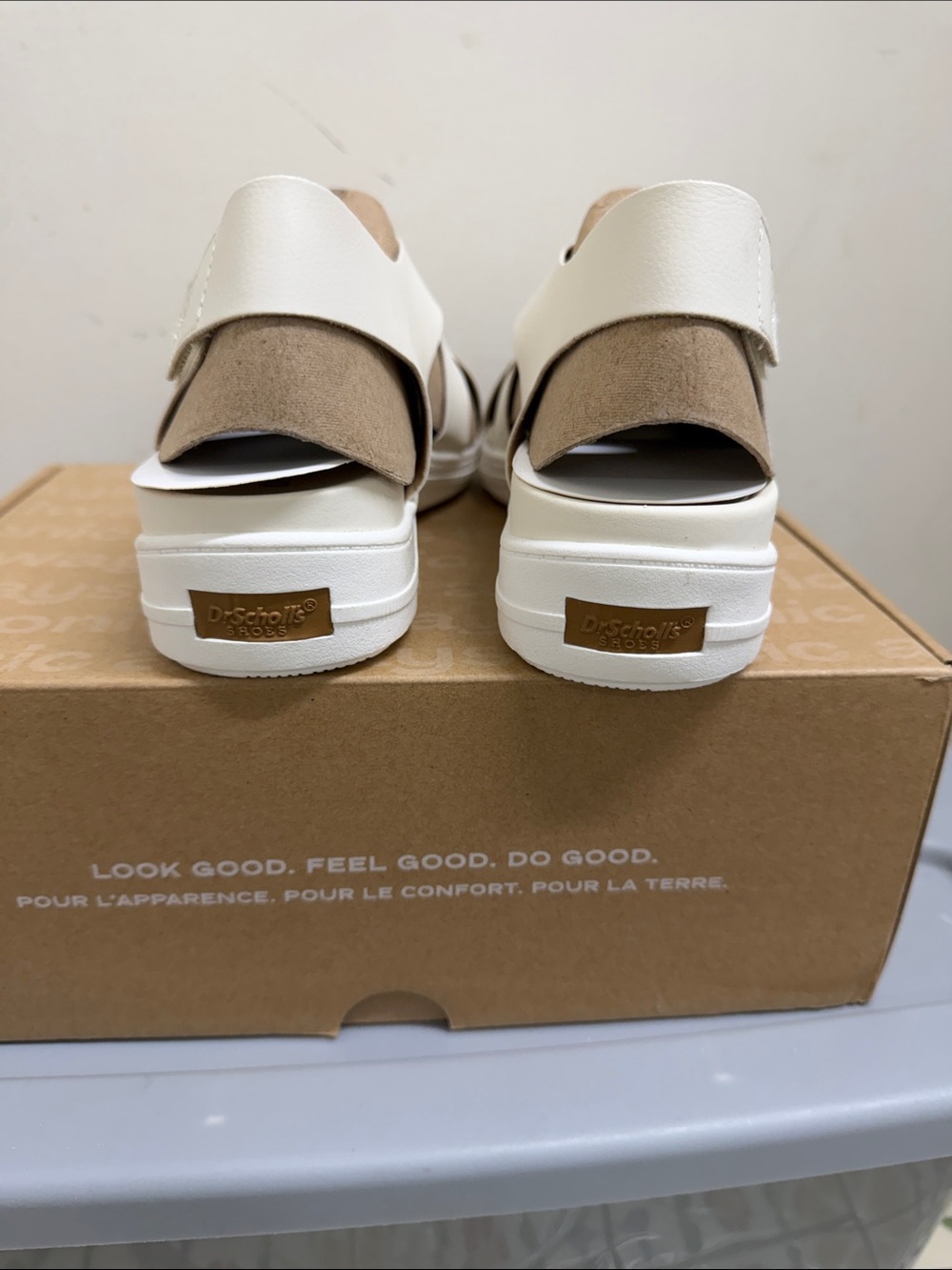 Dr. Scholl's White and Tan Cross-Strap Comfort Sandal - Picture 4 of 4